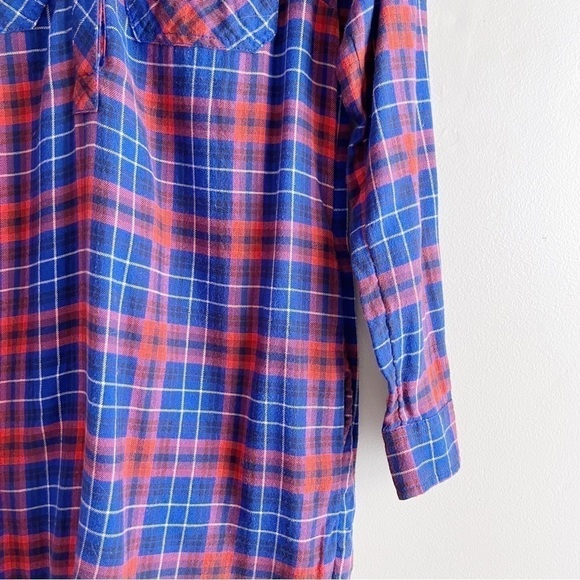 J.Crew Flannel Shirt Dress with‎ Pockets in Red & Blue Plaid, Size XS - Picture 6 of 14